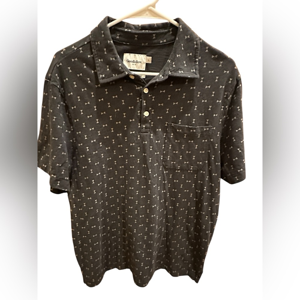 Goodfellow & Co Men's Dark Gray Bow Tie Patterned Polo